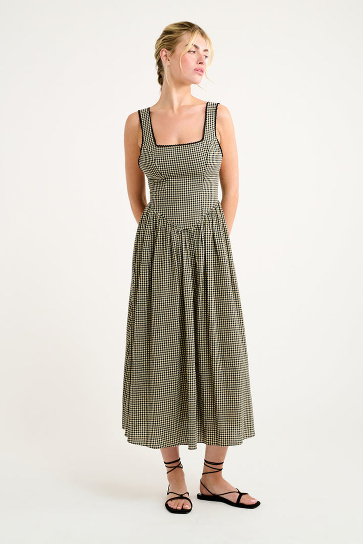 RUMORED - Toulouse Midi Dress in Black Gingham