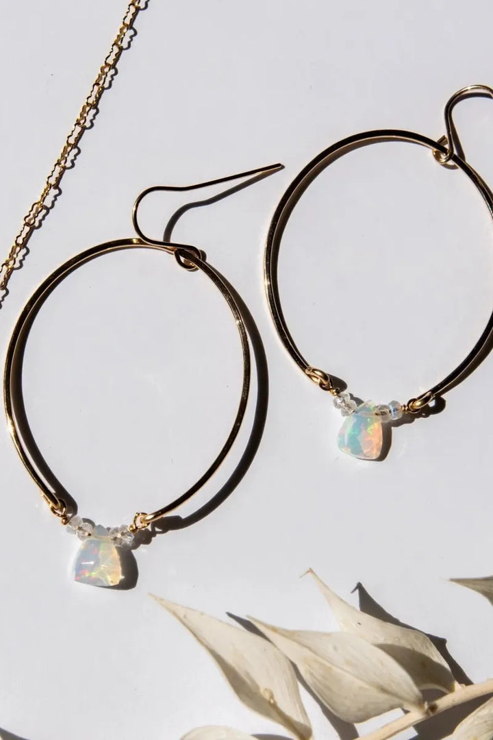 Tree Myriah - Fiery Opal Hoops in 14k Gold Fill