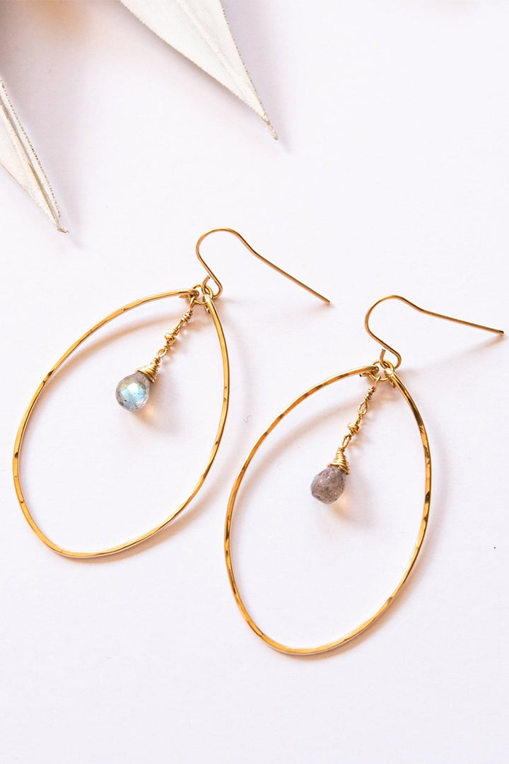 Tree Myriah - Labradorite Nimah Hoops in 14k Gold Fill