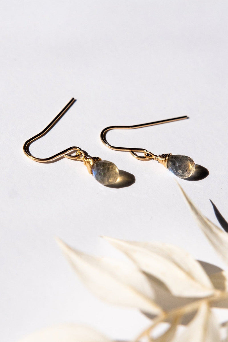 Tree Myriah - Dainty Labradorite Bree Earrings in 14 kt Gold Filled