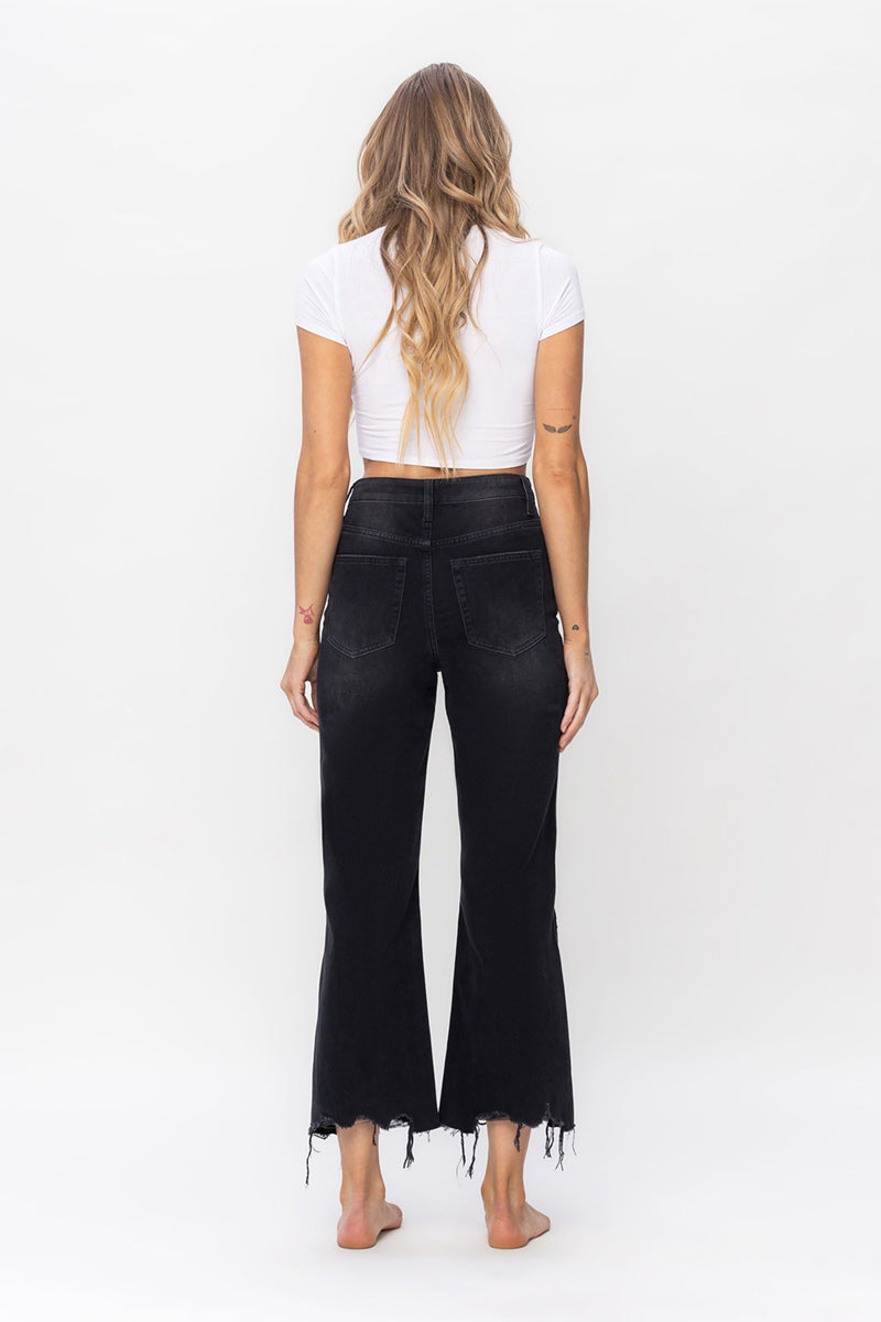 VERVET by Flying Monkey - Black - 90's Vintage High Rise Crop Flare Jean