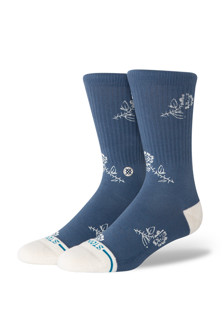 Stance - Petite Bloom Cotton Crew Medium Cushion in Sea Blue