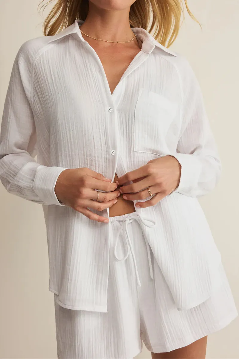 Z Supply - The Perfect Airy Gauze Button Up in White