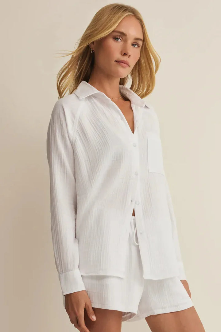 Z Supply - The Perfect Airy Gauze Button Up in White