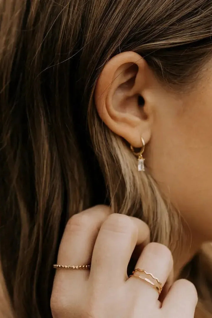 Mauve Jewelry Co. - Sophie Baguette Diamond Dangle Hoops in Gold