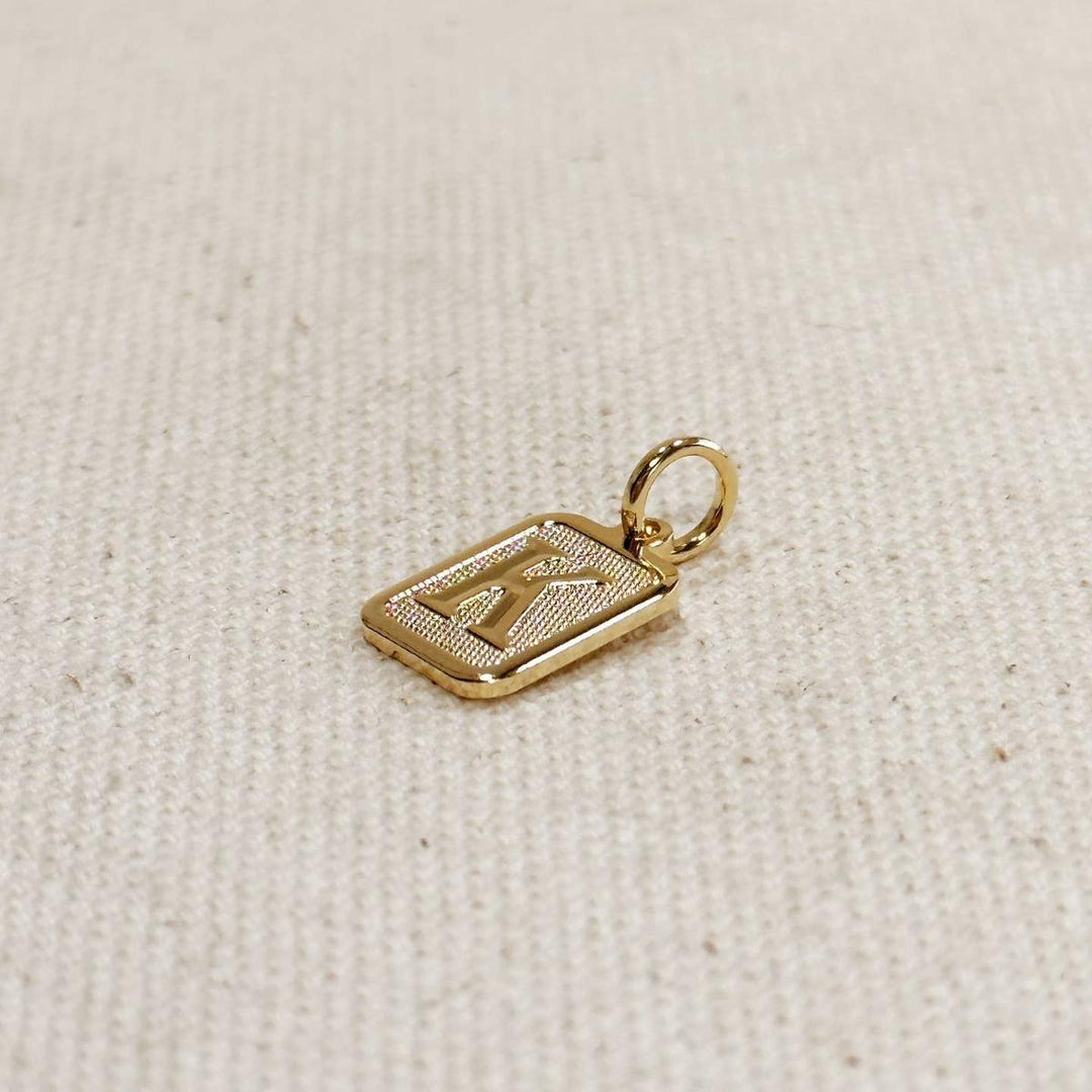 GoldFi - Textured Initial Plate Pendant in Gold Filled