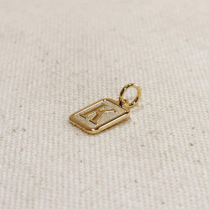 GoldFi - Textured Initial Plate Pendant in Gold Filled