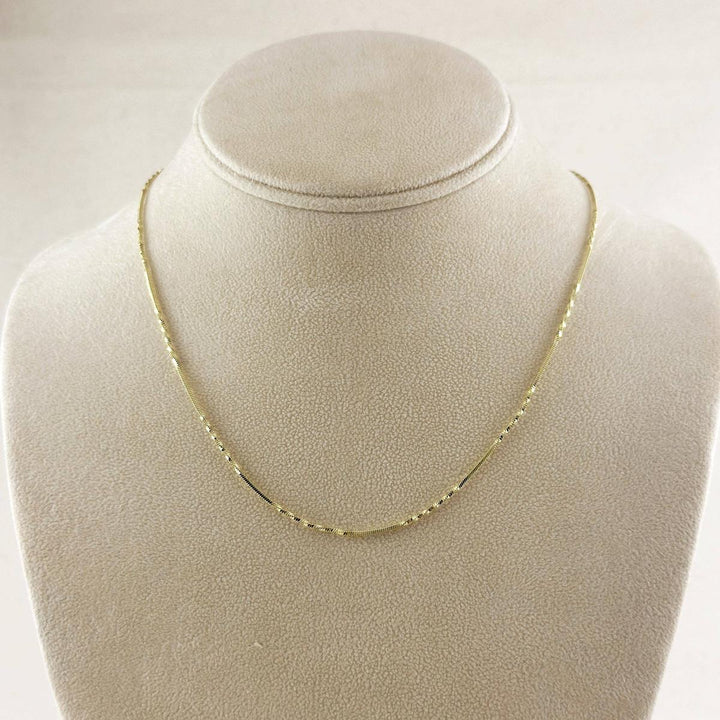 GoldFi - 18k Gold Filled Interspersed Twisted Box Chain 1.0mm Thickne