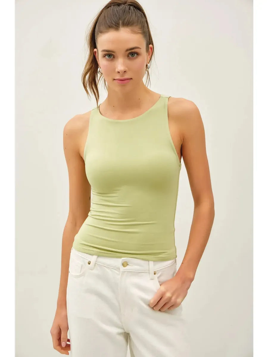 Be Cool - Basic Double Lined Boat Neck Tank