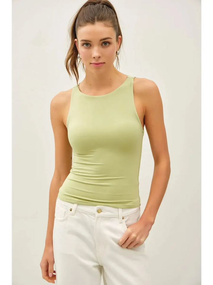 Be Cool - Basic Double Lined Boat Neck Tank