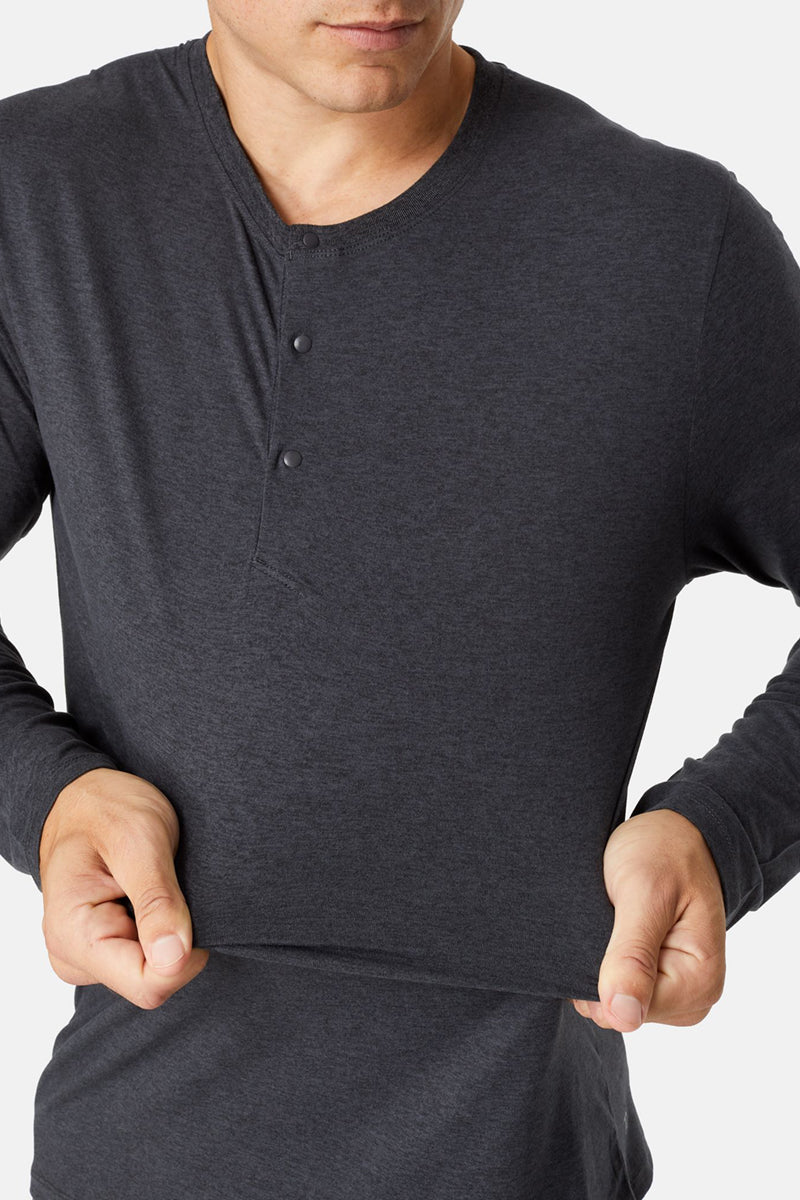 7DIAMONDS - Core™ Long Sleeve Henley in Charcoal