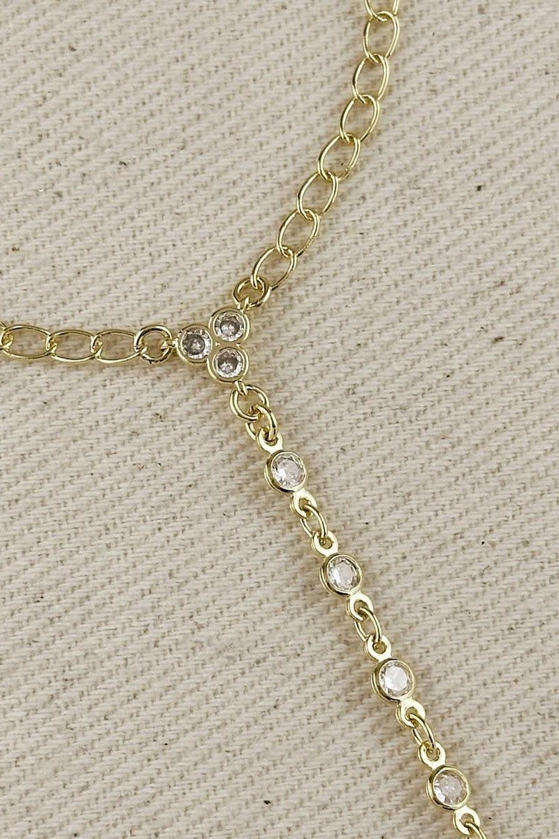 GoldFi - 18k Gold Filled Dainty Round Bezel CZ Hand Chain