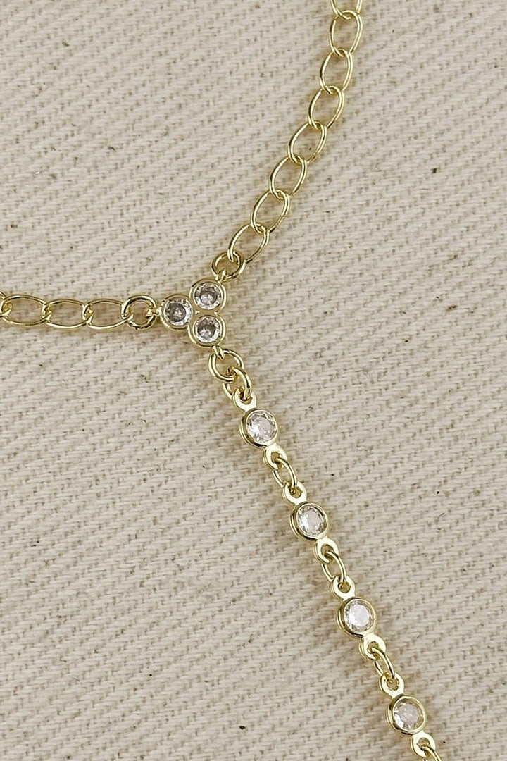 GoldFi - 18k Gold Filled Dainty Round Bezel CZ Hand Chain