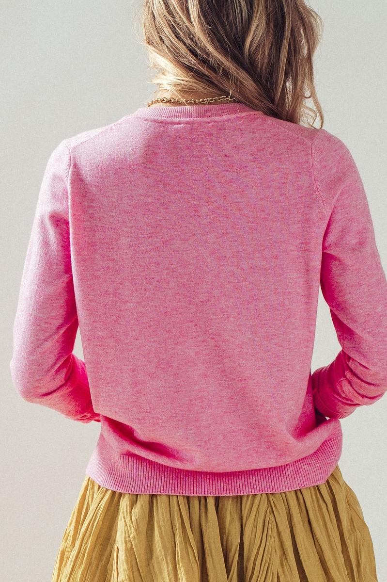 Urban Daizy - Soft Blend Crewneck Knit Pullover in Pink
