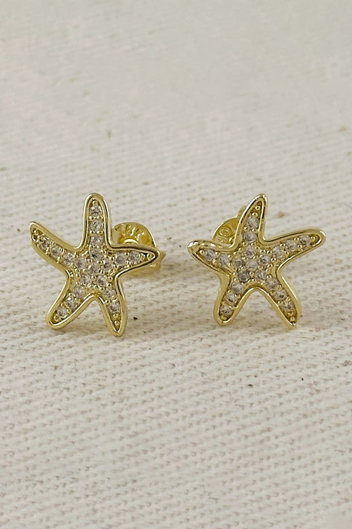 GoldFi - 18k Gold Filled Cubic Zirconium Sea Star Stud Earrings