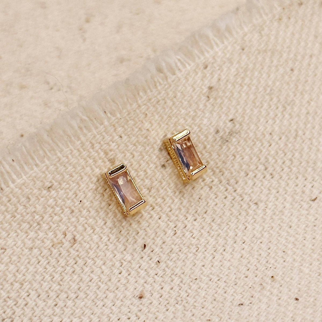 GoldFi - 18k Gold Filled Baguette Birthstone Stud Earrings