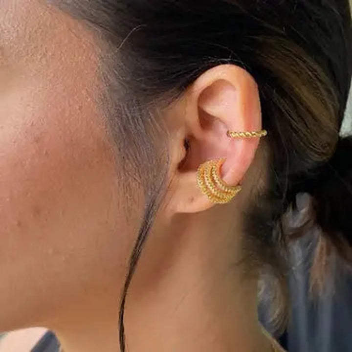 GoldFi - 18K Gold Filled Cubic Zirconia Three-Layer Ear Cuff