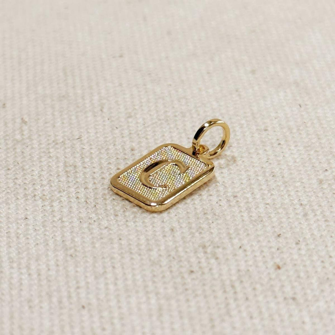 GoldFi - Textured Initial Plate Pendant in Gold Filled