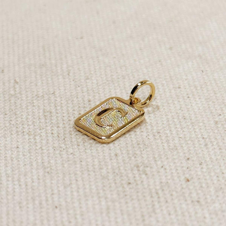 GoldFi - Textured Initial Plate Pendant in Gold Filled