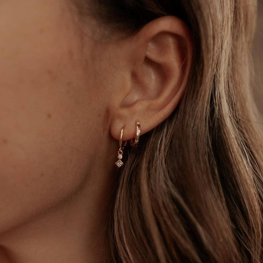 Mauve Jewelry Co. - Willow Diamond Dangle Hoops in Gold Vermeil