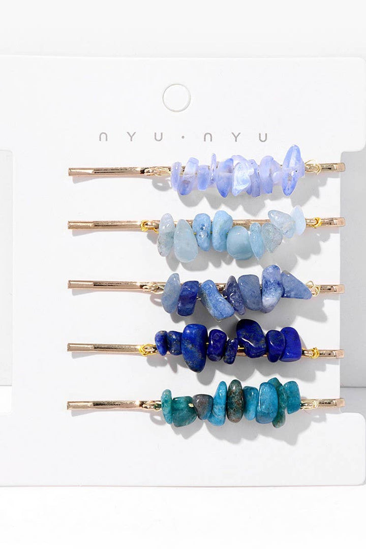ACCITY - Natural Red Stone Hair Clip Set