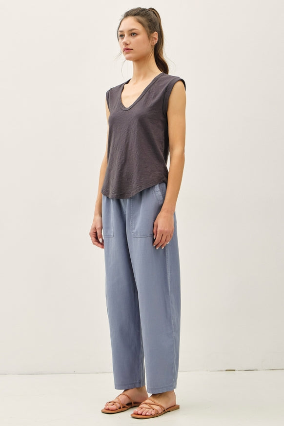 Be Cool - Basic Cap Sleeve Garment Dyed Top