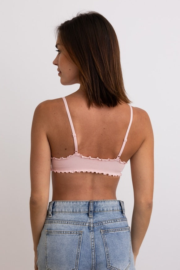 Leto Accessories - Seamless Lettuce Edge Bow Tie Triangle Bralette