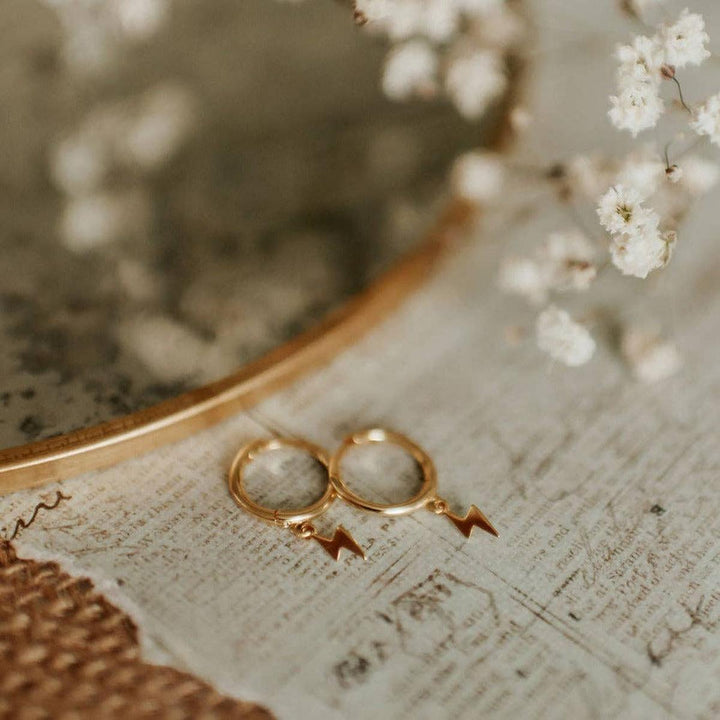 Mauve Jewelry Co. - Lightning Hoops in Gold Vermeil