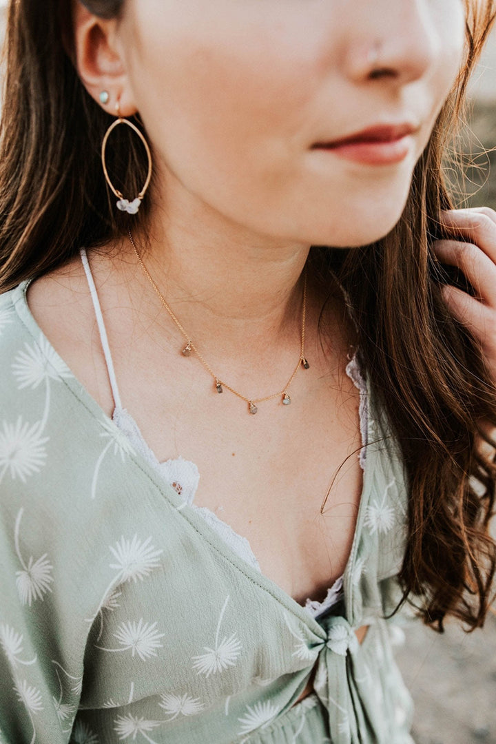 Tree Myriah - Chlo Necklace with Labradorite - 16 inch - in 14 kt Gold Fill