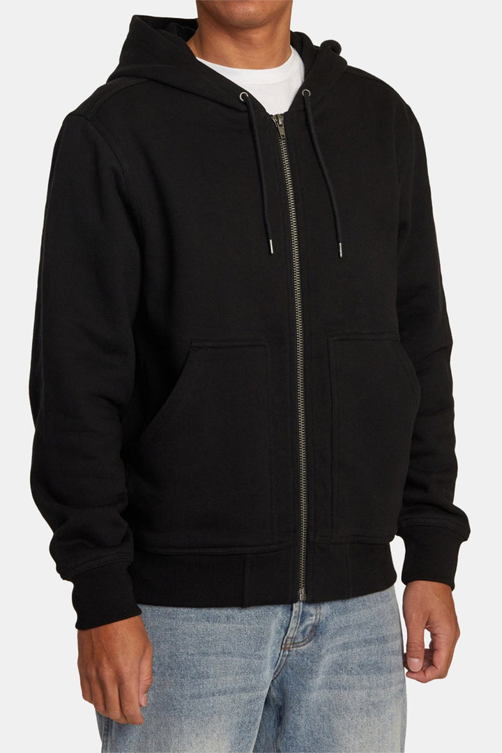 RVCA - Chainmail Zip-Up Hooded Sweatshirt in Black