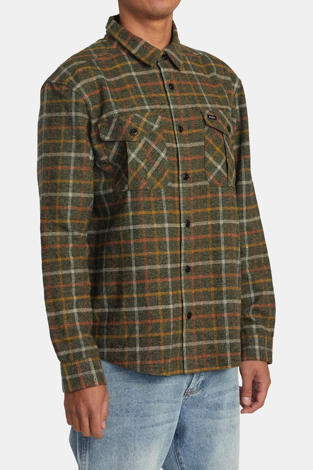 RVCA - Hughes Flannel Long Sleeve Shirt in Warm Grey