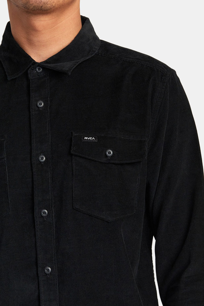 RVCA - Freeman Cord Long Sleeve Shirt in Black