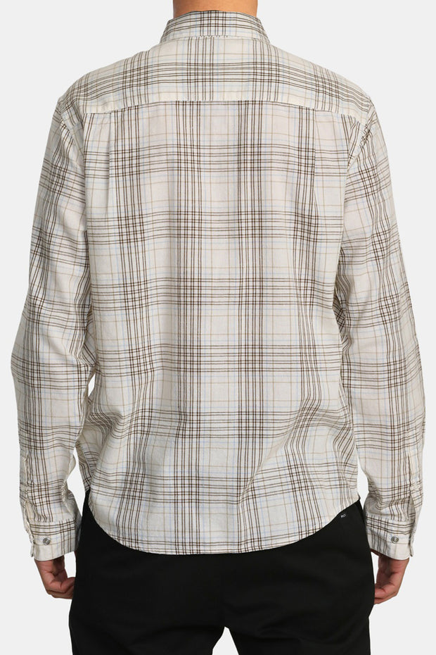 RVCA - Neps Plaid Long Sleeve Shirt in Natural