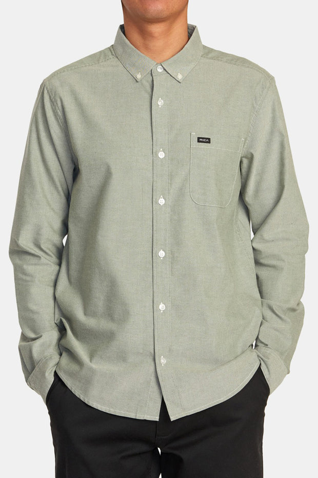 RVCA - Thatll Do Stretch Long Sleeve Shirt in College Green