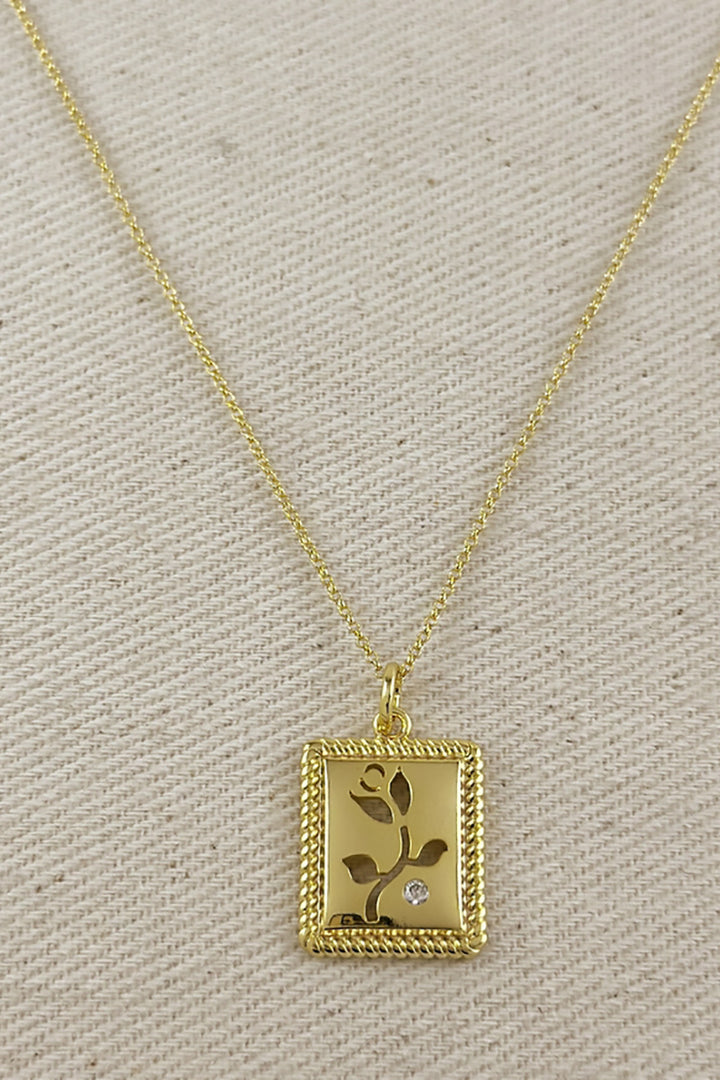 GoldFi - 18k Gold Filled Flower Plaque Necklace