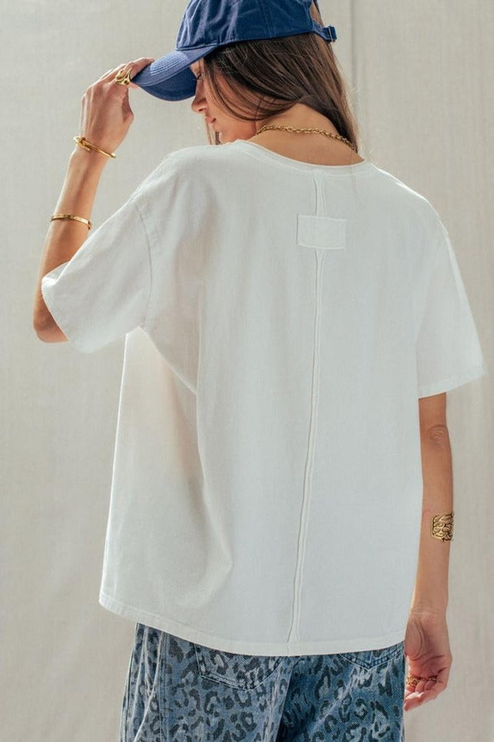 Urban Daizy - Exposed Seam V-Neck Tee