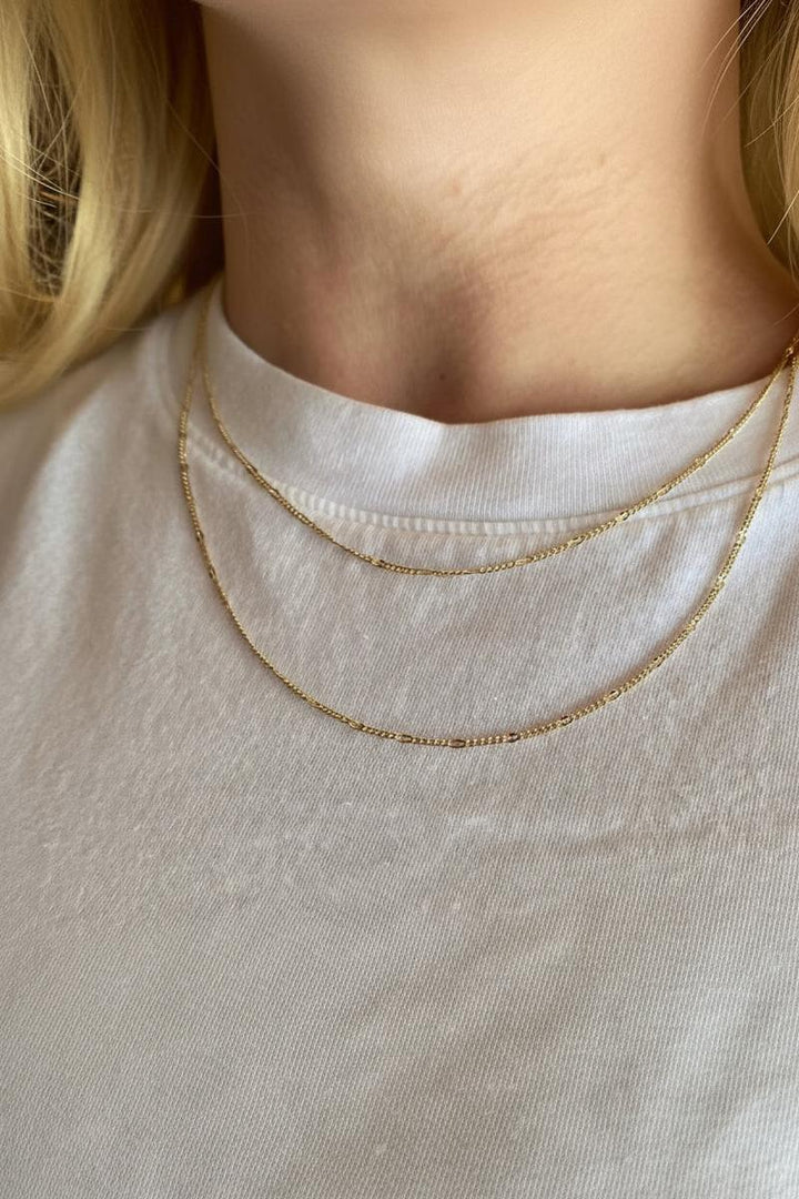 GoldFi - 18k Gold Filled Beaten Figaro Chain