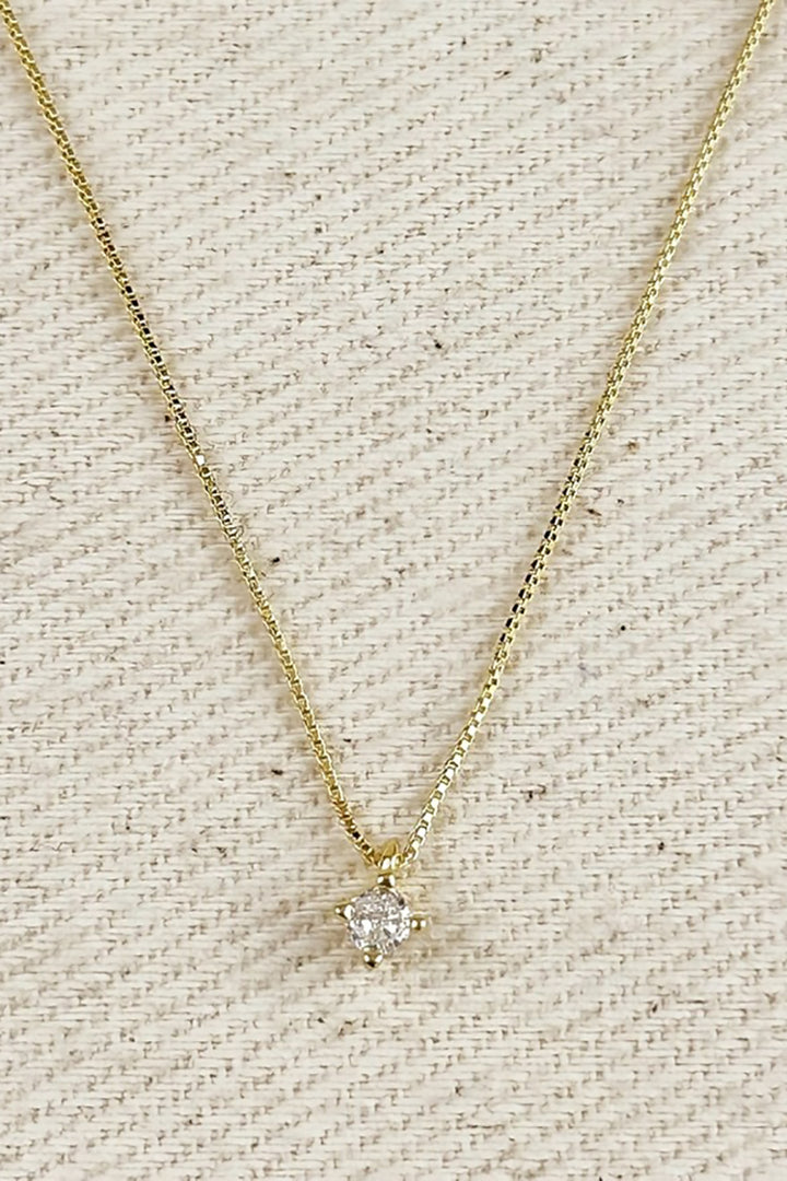 GoldFi - 18k Gold Filled Mini Cubic Zirconium Solitaire Necklace
