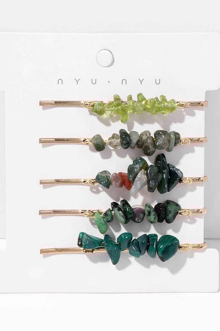ACCITY - Natural Red Stone Hair Clip Set