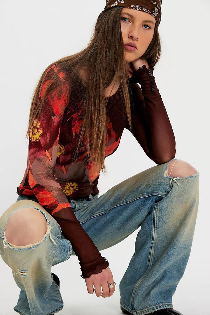 Free People - Lilly Printed Long Sleeve Top