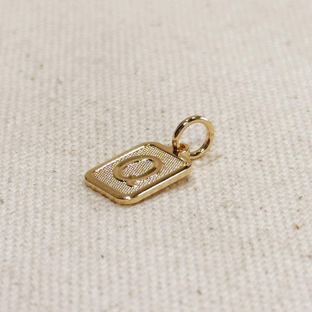 GoldFi - Textured Initial Plate Pendant in Gold Filled