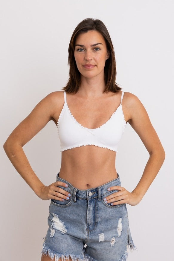 Leto Accessories - Seamless Lettuce Edge Bow Tie Triangle Bralette