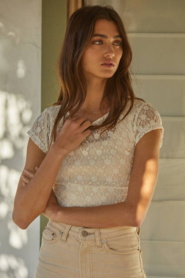 By Together - Love Letter Lace Top in Ivory