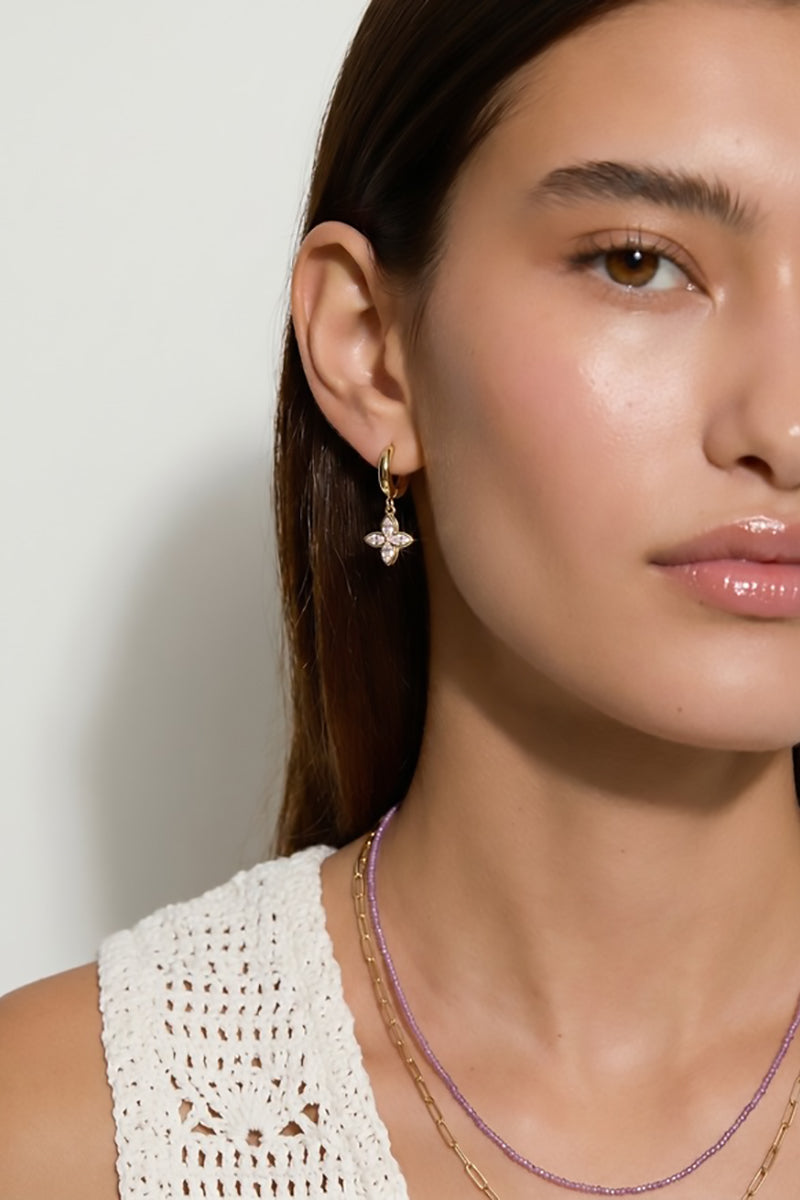 GoldFi - 18k Gold Filled Cubic Zirconium Flower Hoop Earrings
