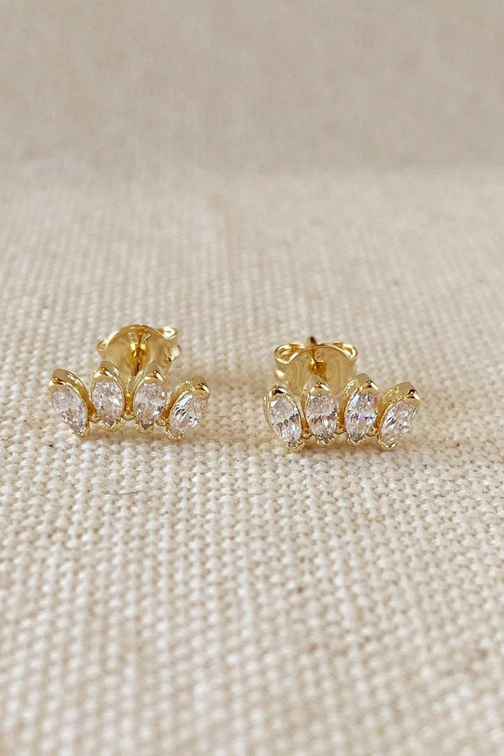 GoldFi - 18k Gold Filled Slightly Curved Cubic Zirconia Stud Earrings