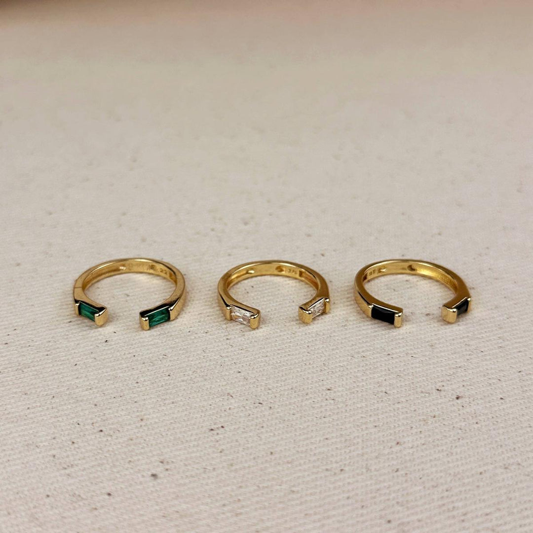 GoldFi - 18k Gold Filled Baguette CZ Band Ring: Clear / Large (9 -10.5 US)
