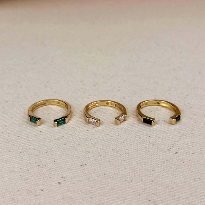 GoldFi - 18k Gold Filled Baguette CZ Band Ring: Clear / Large (9 -10.5 US)