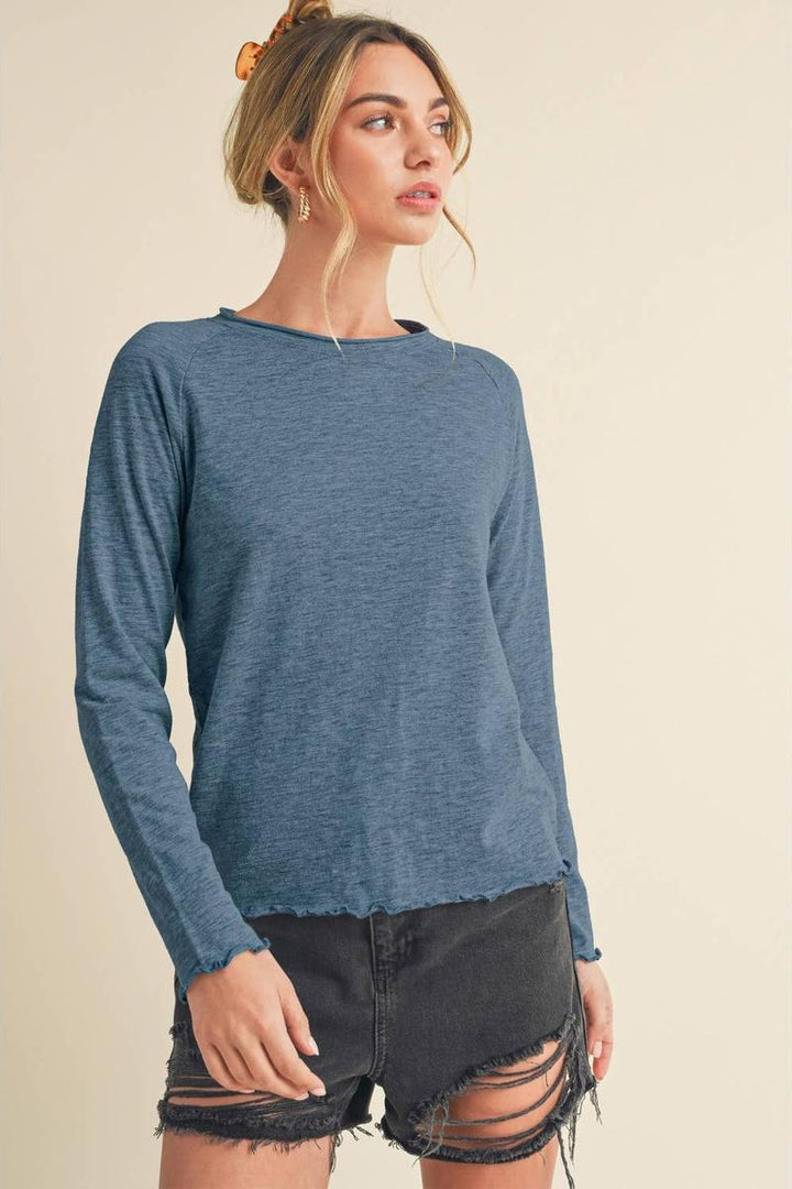 AEMI+CO - Gwen Baby Long Sleeve Tee in Cerulean