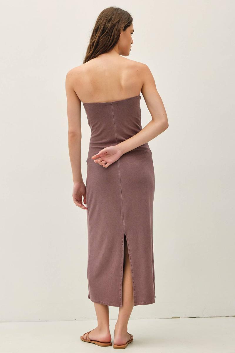 Be Cool - Basic Ribbed Garment Dye Midi Tube Dress