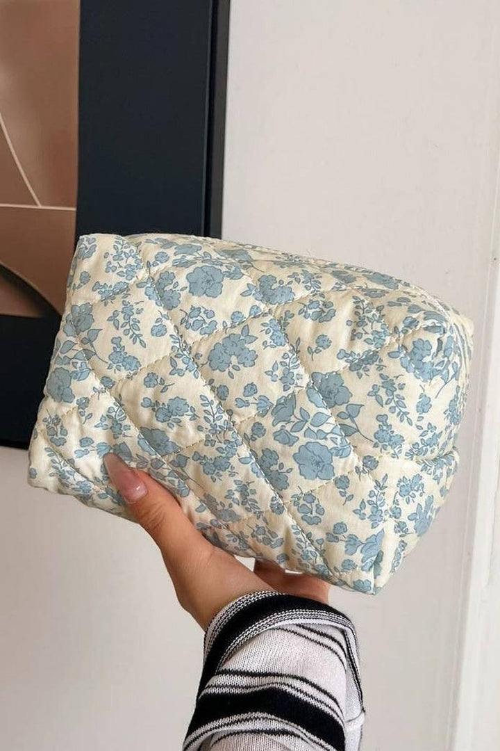 ACCITY - Floral Large Cosmetic Bag in Blue Floral